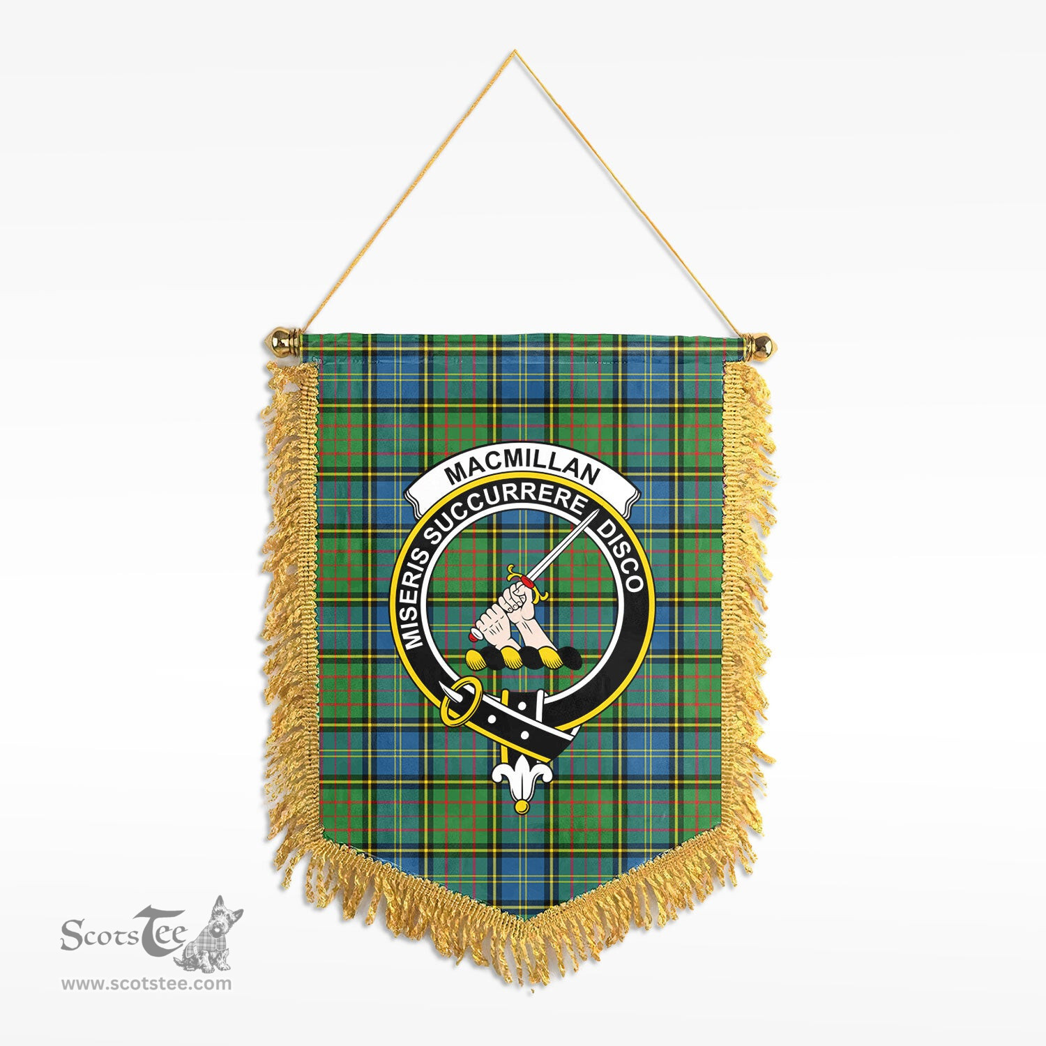 ScotsTee Shop Scottish MacMillan Hunting Ancient Clan Crest Tartan Gonfalon Scottish Wall Hanging Banner
