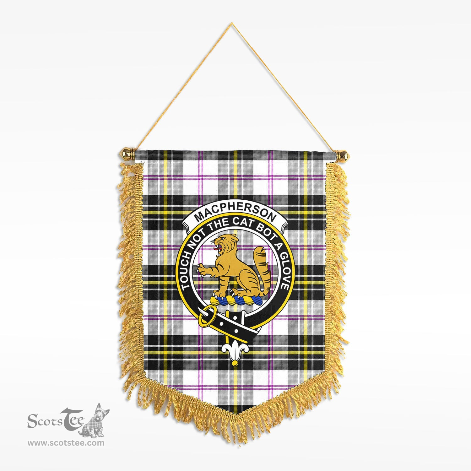 ScotsTee Shop Scottish MacPherson Dress Modern Clan Crest Tartan Gonfalon Scottish Wall Hanging Banner