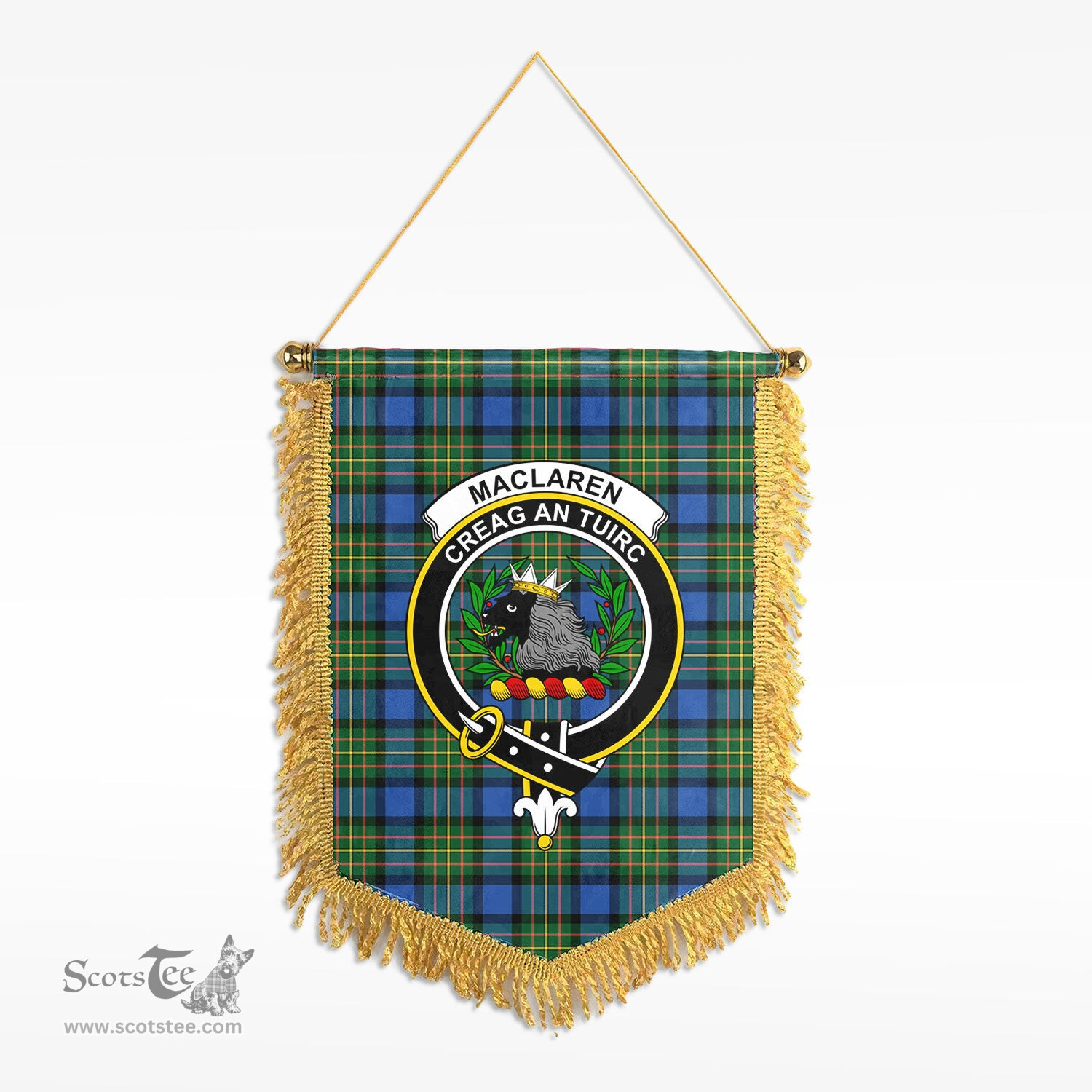 ScotsTee Shop Scottish MacLaren Ancient Clan Crest Tartan Gonfalon Scottish Wall Hanging Banner
