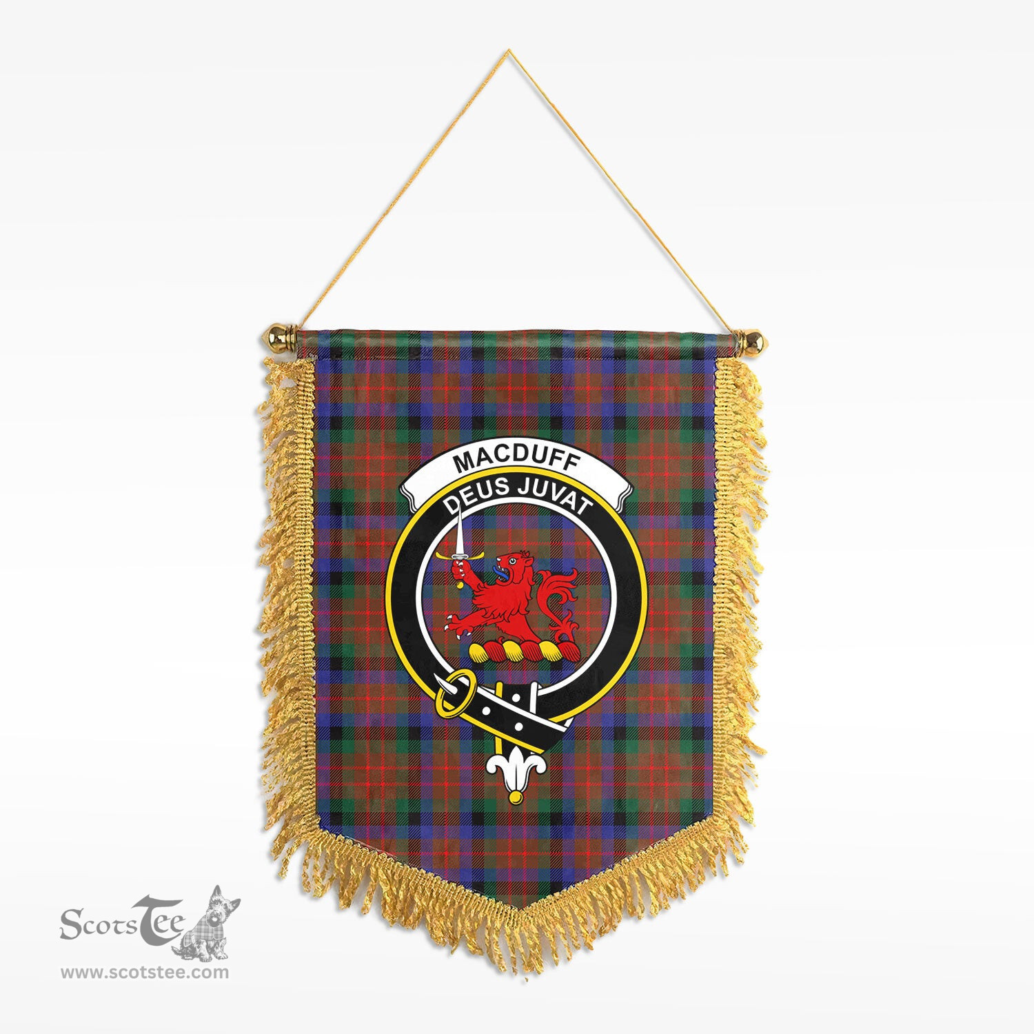 ScotsTee Shop Scottish MacDuff Hunting Modern Clan Crest Tartan Gonfalon Scottish Wall Hanging Banner