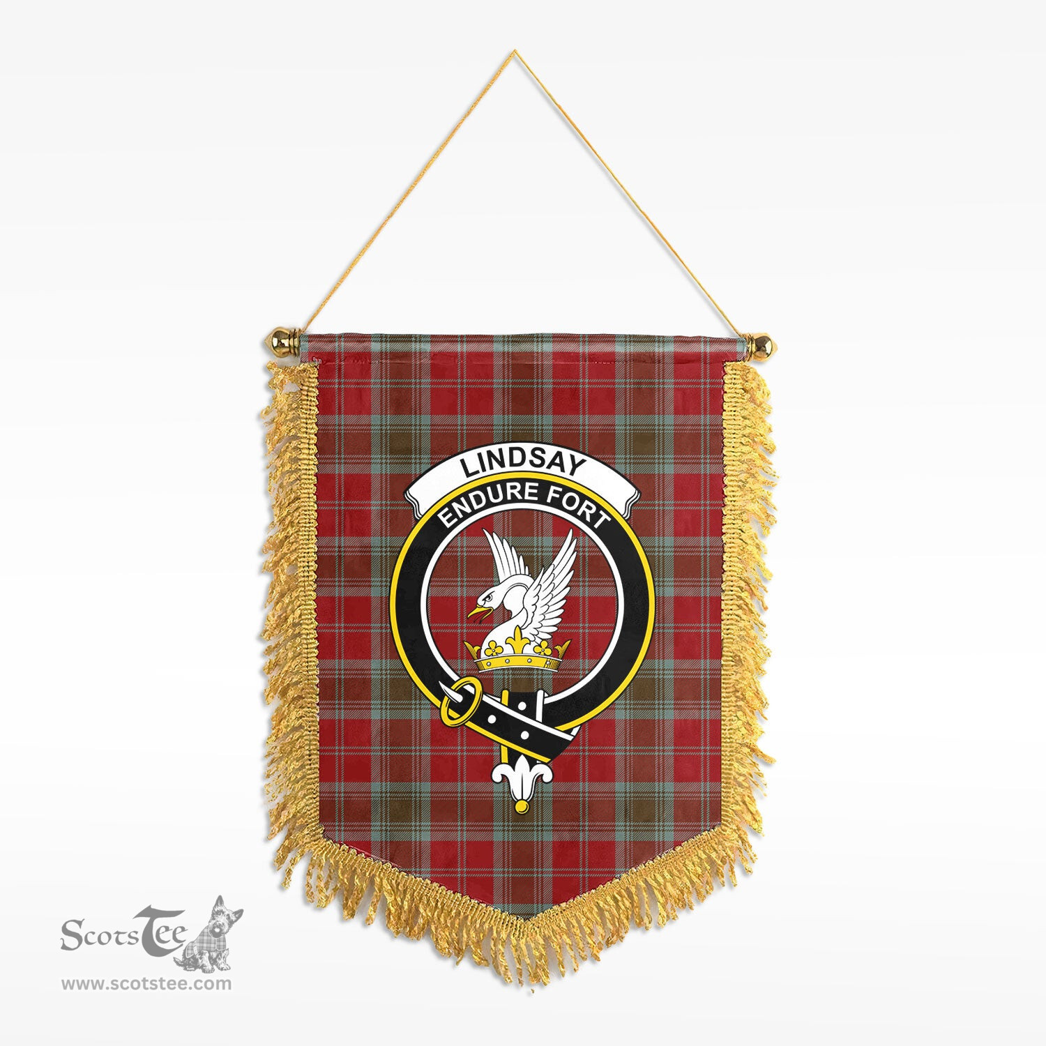 ScotsTee Shop Scottish Lindsay Weathered Clan Crest Tartan Gonfalon Scottish Wall Hanging Banner