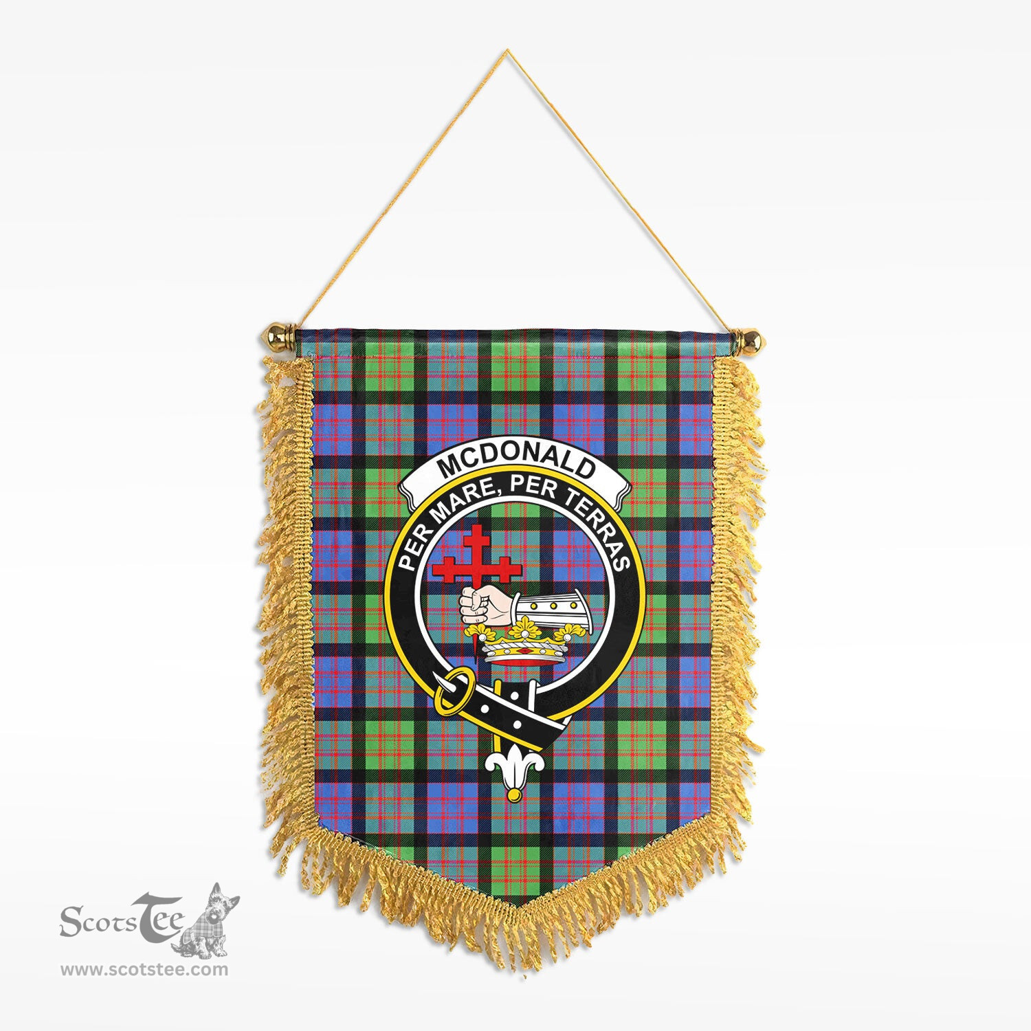 ScotsTee Shop Scottish McDonald Ancient Clan Crest Tartan Gonfalon Scottish Wall Hanging Banner