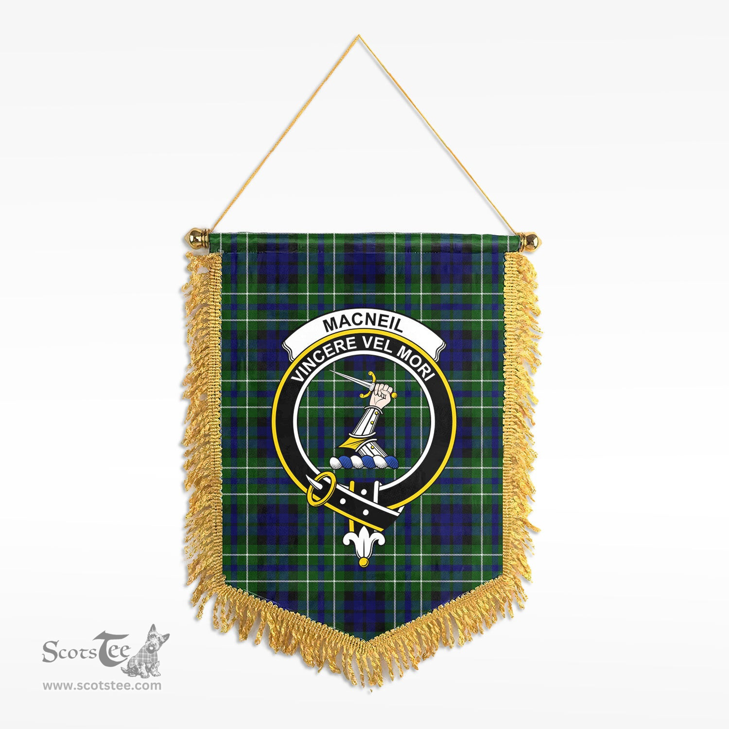 ScotsTee Shop Scottish MacNeil of Colonsay Modern Clan Crest Tartan Gonfalon Scottish Wall Hanging Banner