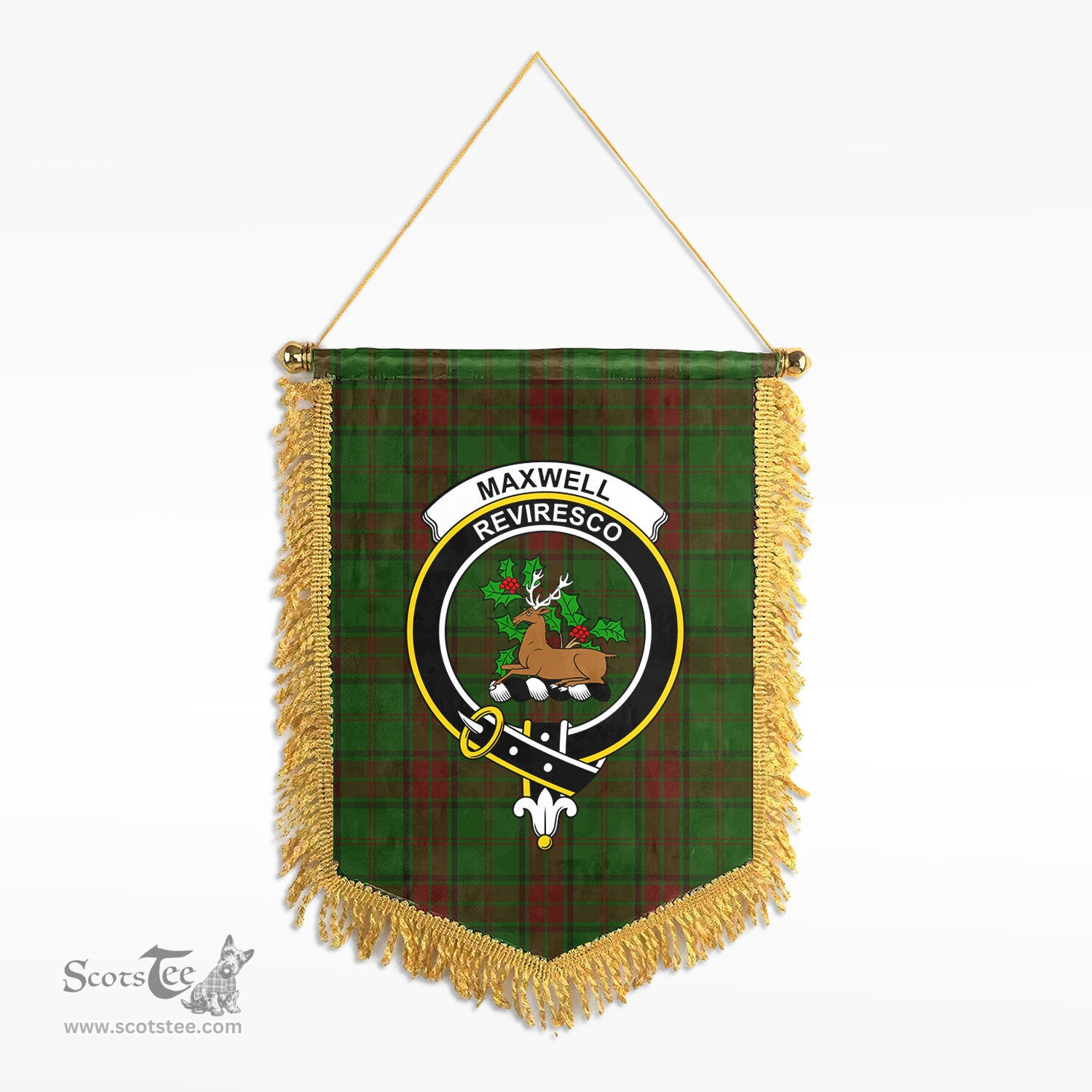 ScotsTee Shop Scottish Maxwell Hunting Clan Crest Tartan Gonfalon Scottish Wall Hanging Banner