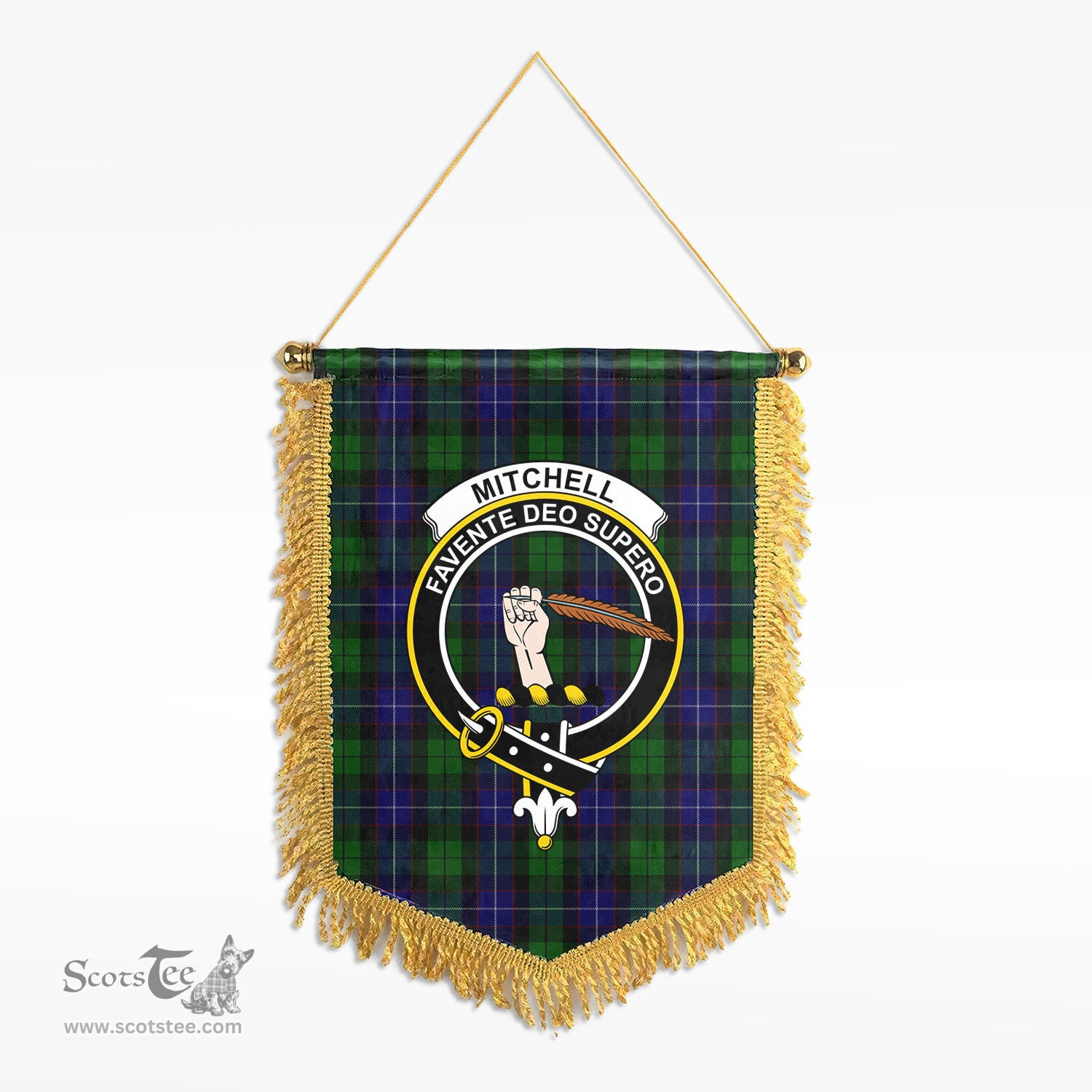 ScotsTee Shop Scottish Mitchell Clan Crest Tartan Gonfalon Scottish Wall Hanging Banner