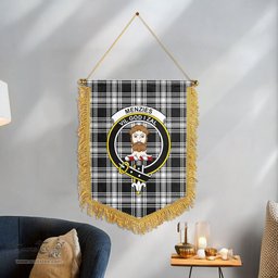 ScotsTee Shop Scottish Menzies Black - White Modern Clan Crest Tartan Gonfalon Scottish Wall Hanging Banner