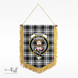 ScotsTee Shop Scottish Menzies Black - White Modern Clan Crest Tartan Gonfalon Scottish Wall Hanging Banner