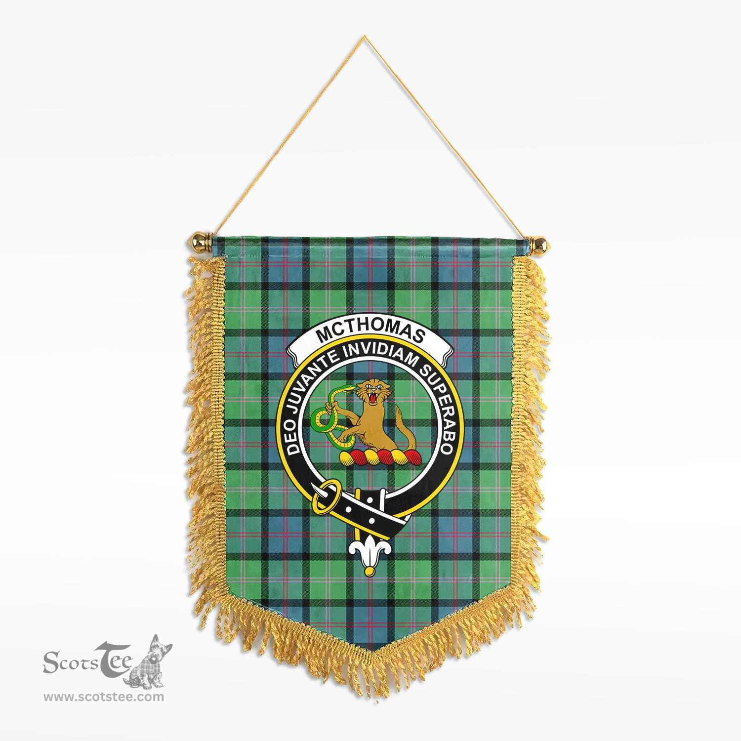ScotsTee Shop Scottish McThomas Ancient Clan Crest Tartan Gonfalon Scottish Wall Hanging Banner