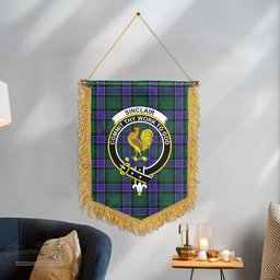 ScotsTee Shop Scottish Sinclair Hunting Modern Clan Crest Tartan Gonfalon Scottish Wall Hanging Banner