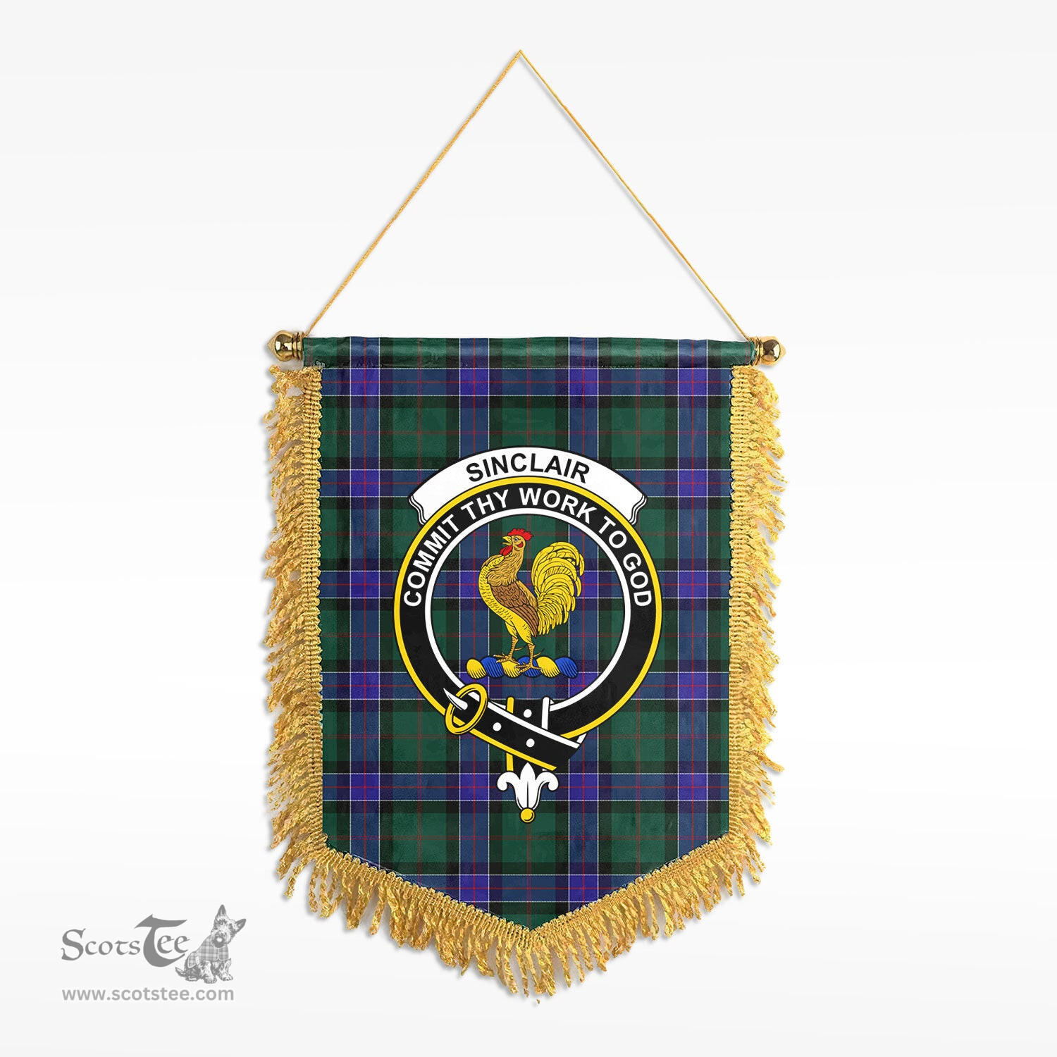ScotsTee Shop Scottish Sinclair Hunting Modern Clan Crest Tartan Gonfalon Scottish Wall Hanging Banner