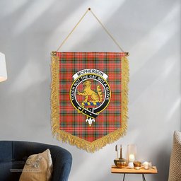 ScotsTee Shop Scottish McPherson Weathered Clan Crest Tartan Gonfalon Scottish Wall Hanging Banner