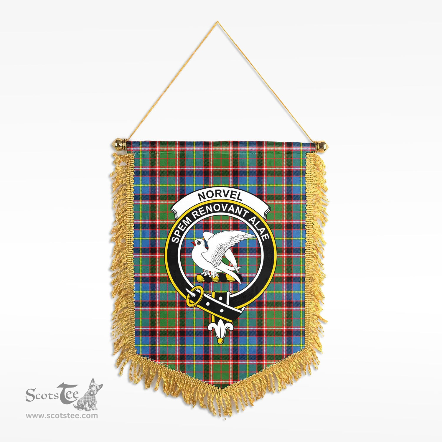 ScotsTee Shop Scottish Norvel (or Norvill) Clan Crest Tartan Gonfalon Scottish Wall Hanging Banner