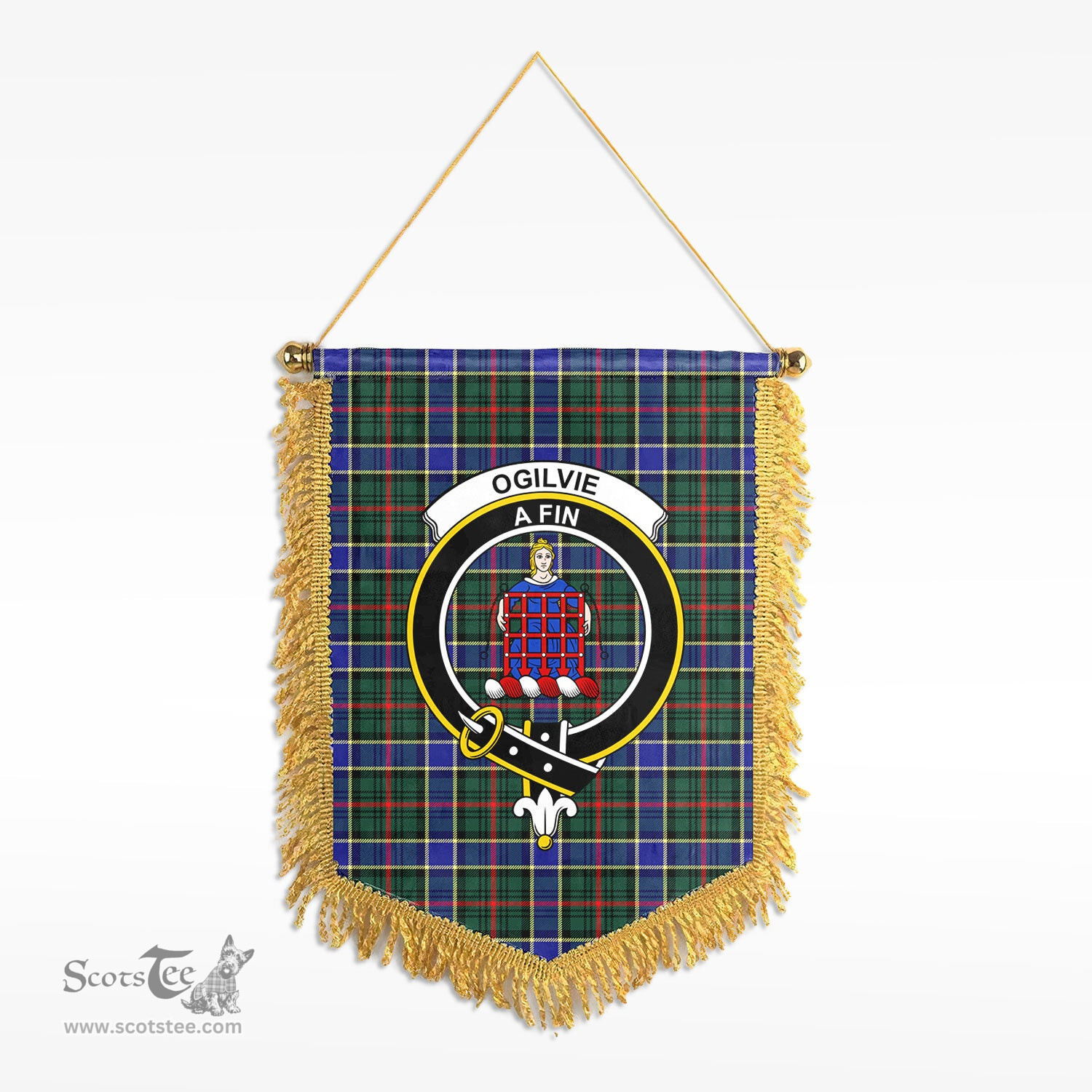 ScotsTee Shop Scottish Ogilvie Hunting Modern Clan Crest Tartan Gonfalon Scottish Wall Hanging Banner