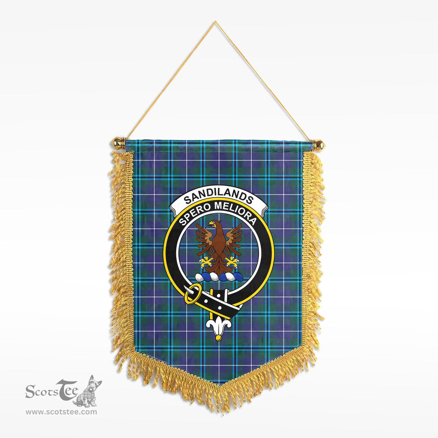 ScotsTee Shop Scottish Sandilands Clan Crest Tartan Gonfalon Scottish Wall Hanging Banner
