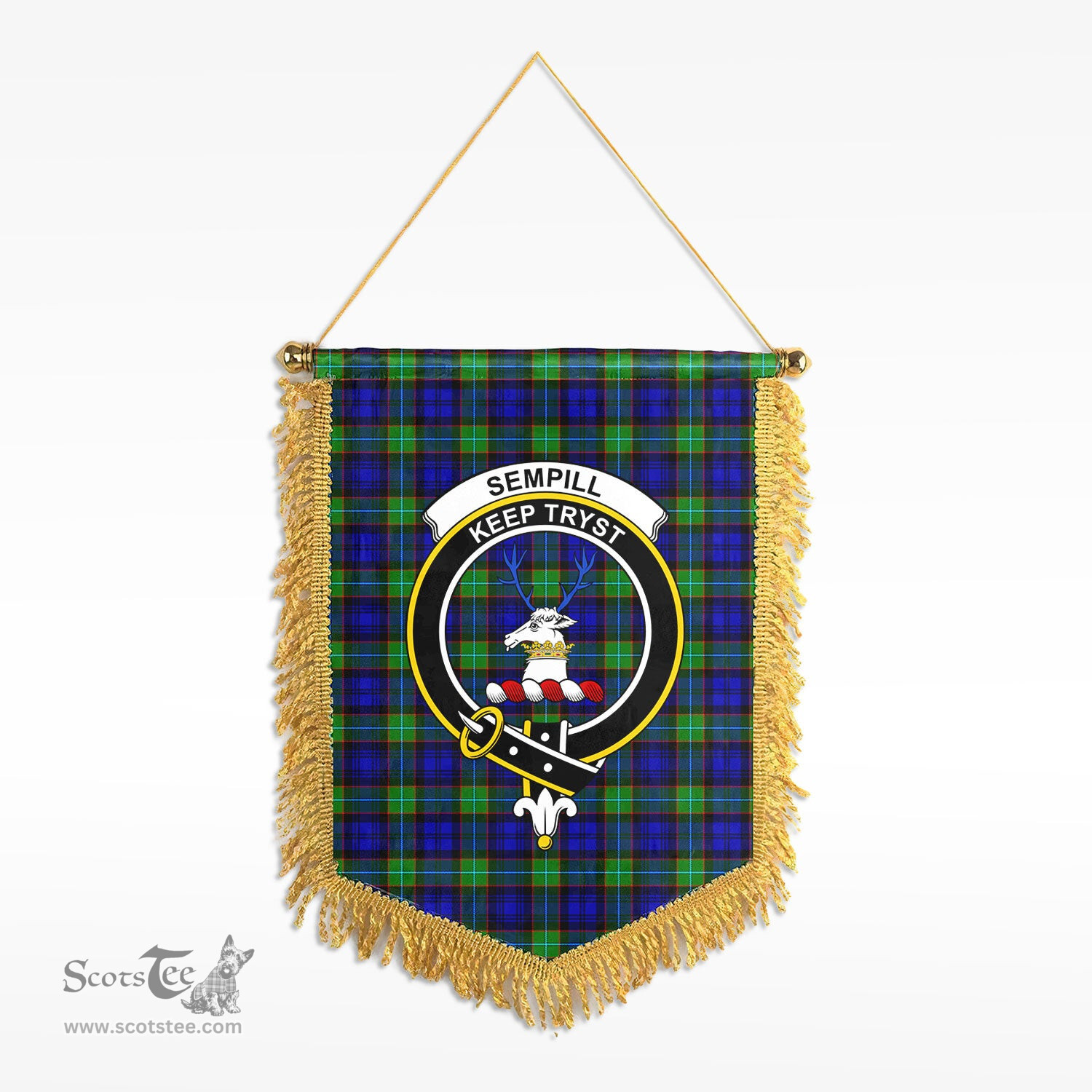 ScotsTee Shop Scottish Sempill Modern Clan Crest Tartan Gonfalon Scottish Wall Hanging Banner