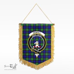 ScotsTee Shop Scottish Sempill Modern Clan Crest Tartan Gonfalon Scottish Wall Hanging Banner