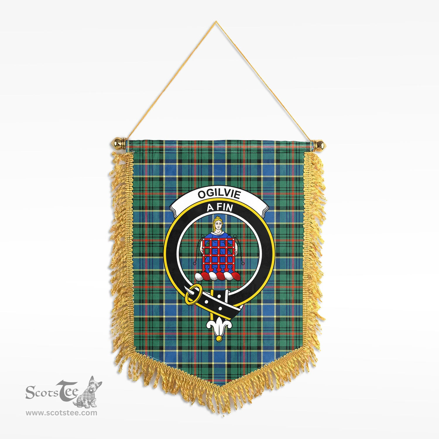 ScotsTee Shop Scottish Ogilvie Hunting Ancient Clan Crest Tartan Gonfalon Scottish Wall Hanging Banner
