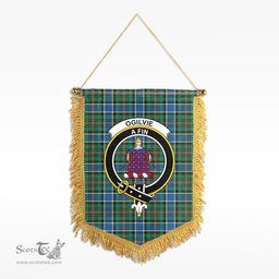 ScotsTee Shop Scottish Ogilvie Hunting Ancient Clan Crest Tartan Gonfalon Scottish Wall Hanging Banner