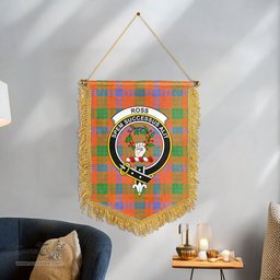 ScotsTee Shop Scottish Ross Ancient Clan Crest Tartan Gonfalon Scottish Wall Hanging Banner