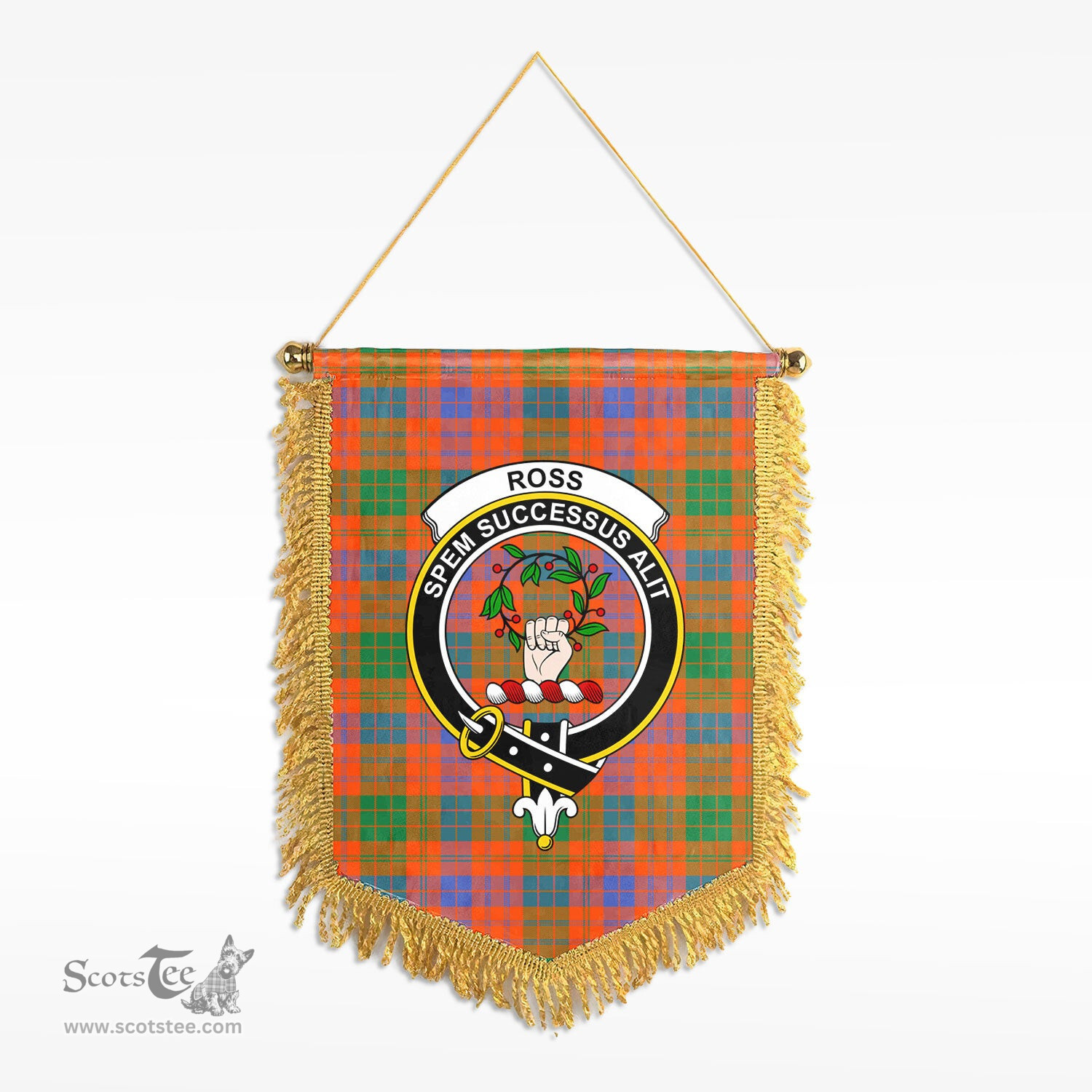 ScotsTee Shop Scottish Ross Ancient Clan Crest Tartan Gonfalon Scottish Wall Hanging Banner