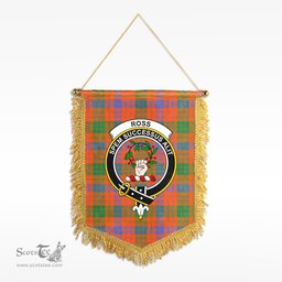 ScotsTee Shop Scottish Ross Ancient Clan Crest Tartan Gonfalon Scottish Wall Hanging Banner