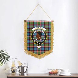 ScotsTee Shop Scottish Stirling (of Keir) Clan Crest Tartan Gonfalon Scottish Wall Hanging Banner