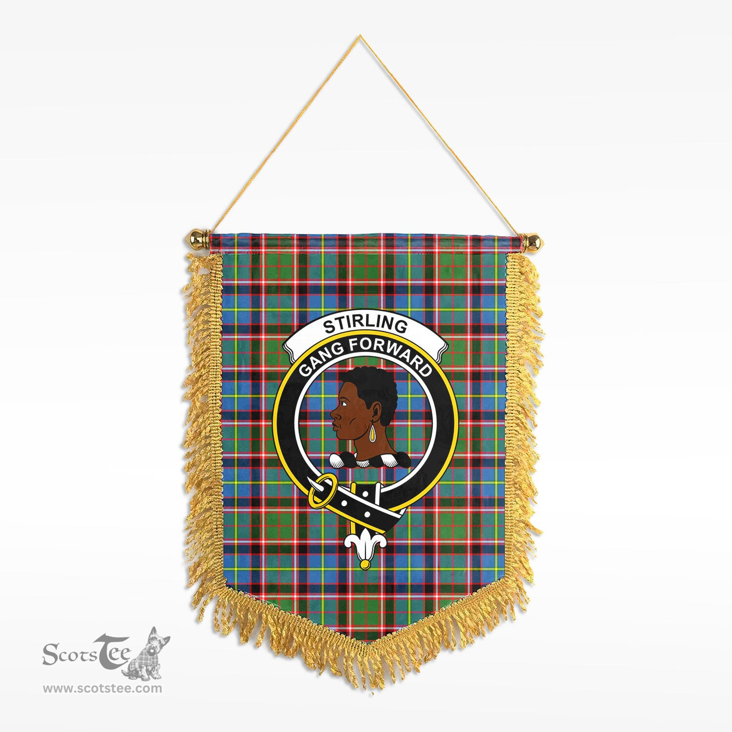 ScotsTee Shop Scottish Stirling (of Keir) Clan Crest Tartan Gonfalon Scottish Wall Hanging Banner