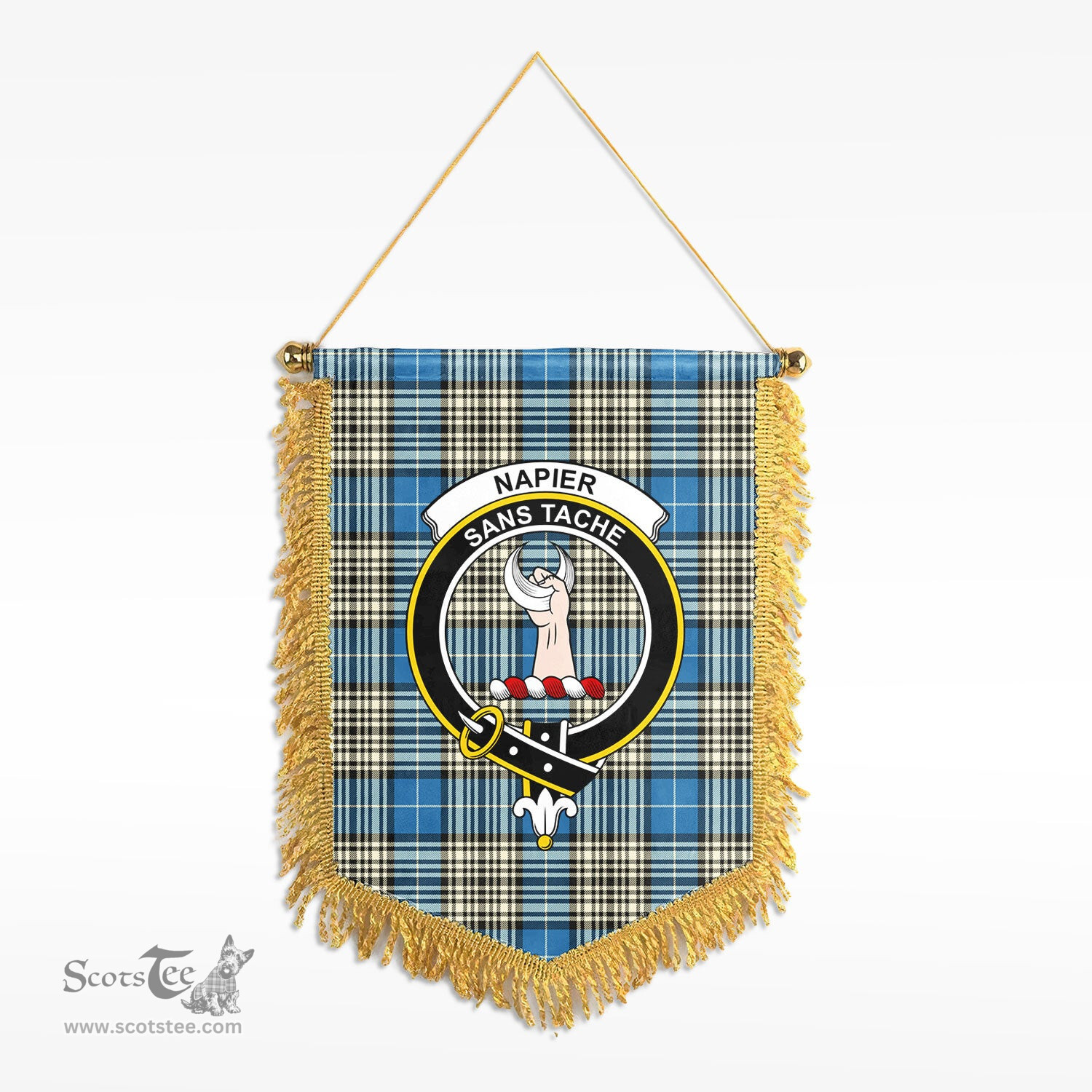 ScotsTee Shop Scottish Napier Ancient Clan Crest Tartan Gonfalon Scottish Wall Hanging Banner