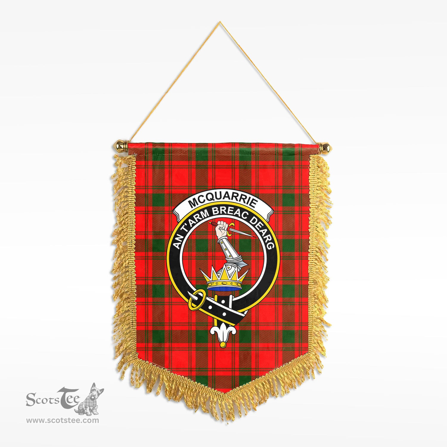 ScotsTee Shop Scottish McQuarrie Clan Crest Tartan Gonfalon Scottish Wall Hanging Banner