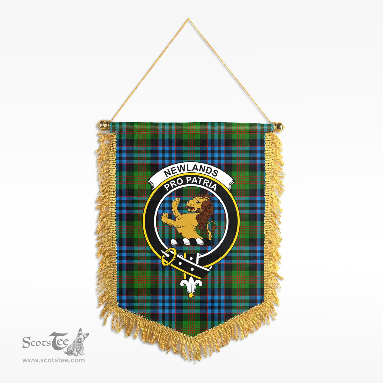 ScotsTee Shop Scottish Newlands Clan Crest Tartan Gonfalon Scottish Wall Hanging Banner