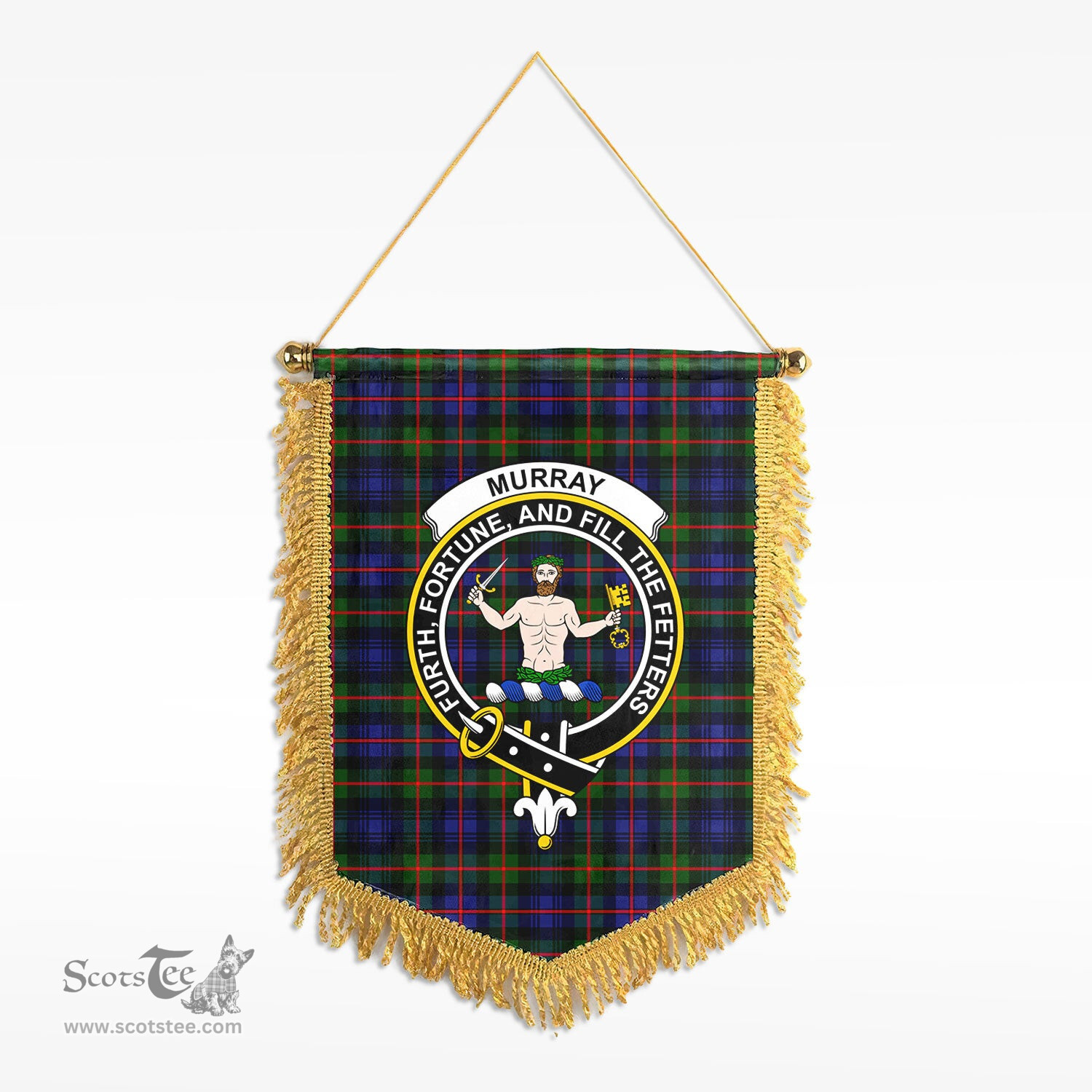 ScotsTee Shop Scottish Murray of Atholl Modern Clan Crest Tartan Gonfalon Scottish Wall Hanging Banner