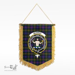 ScotsTee Shop Scottish Murray of Atholl Modern Clan Crest Tartan Gonfalon Scottish Wall Hanging Banner