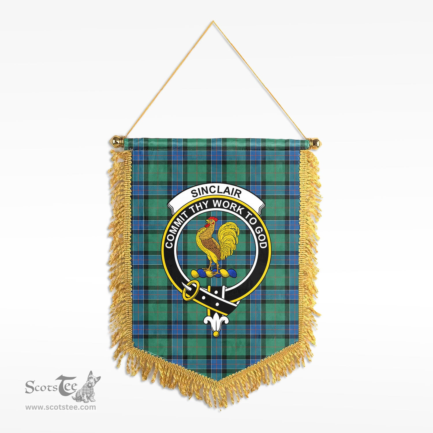 ScotsTee Shop Scottish Sinclair Hunting Ancient Clan Crest Tartan Gonfalon Scottish Wall Hanging Banner