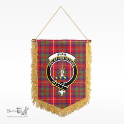 ScotsTee Shop Scottish Shaw Red Modern Clan Crest Tartan Gonfalon Scottish Wall Hanging Banner
