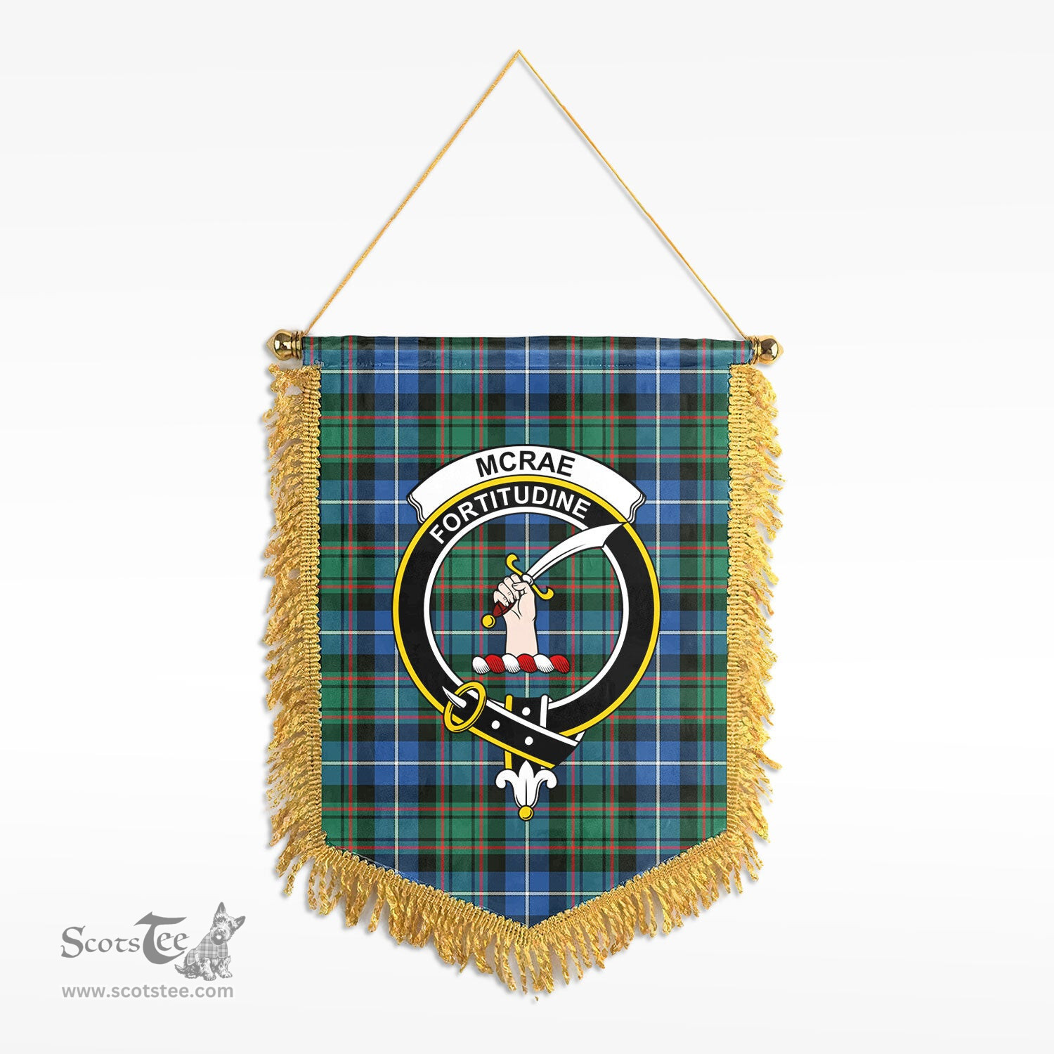ScotsTee Shop Scottish McRae Hunting Ancient Clan Crest Tartan Gonfalon Scottish Wall Hanging Banner