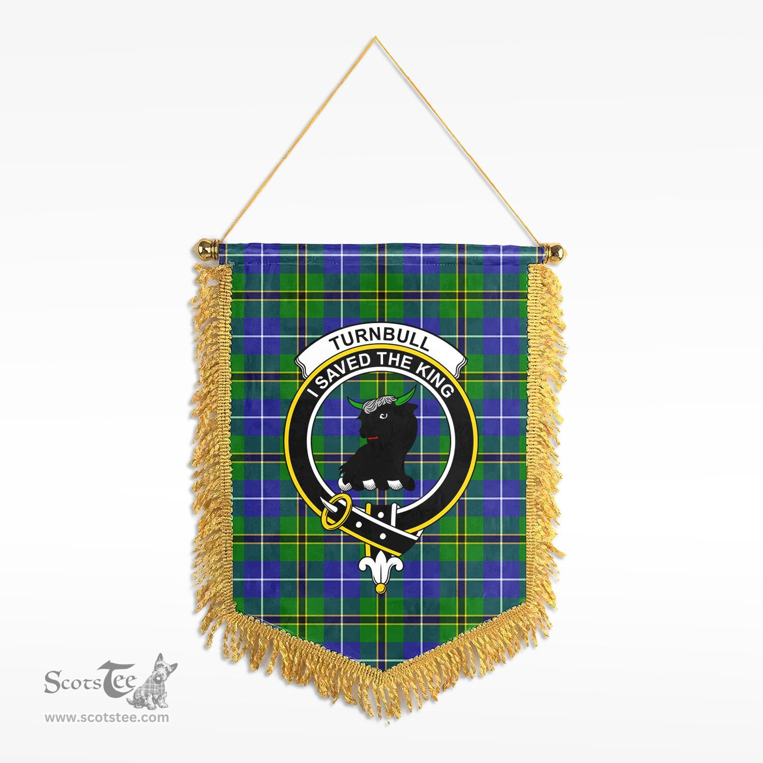 ScotsTee Shop Scottish Turnbull Hunting Clan Crest Tartan Gonfalon Scottish Wall Hanging Banner