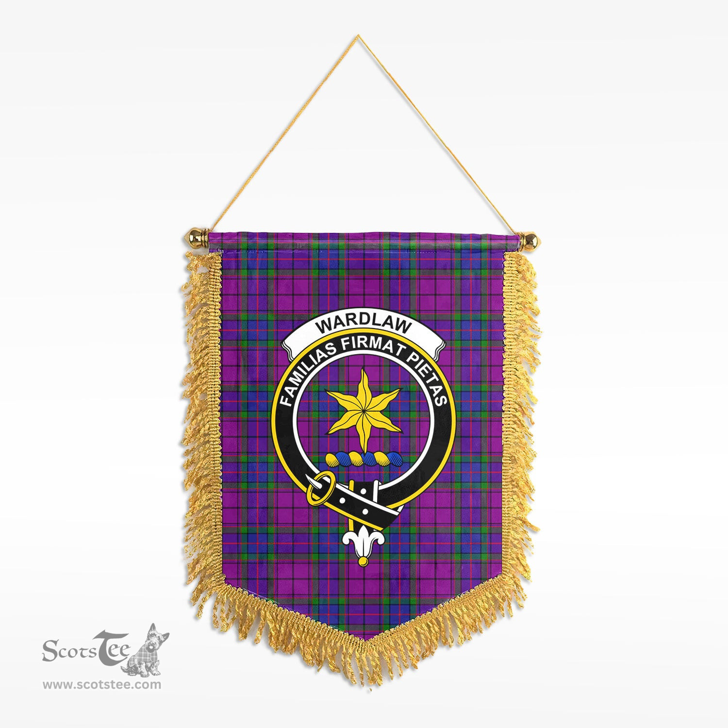 ScotsTee Shop Scottish Wardlaw Modern Clan Crest Tartan Gonfalon Scottish Wall Hanging Banner