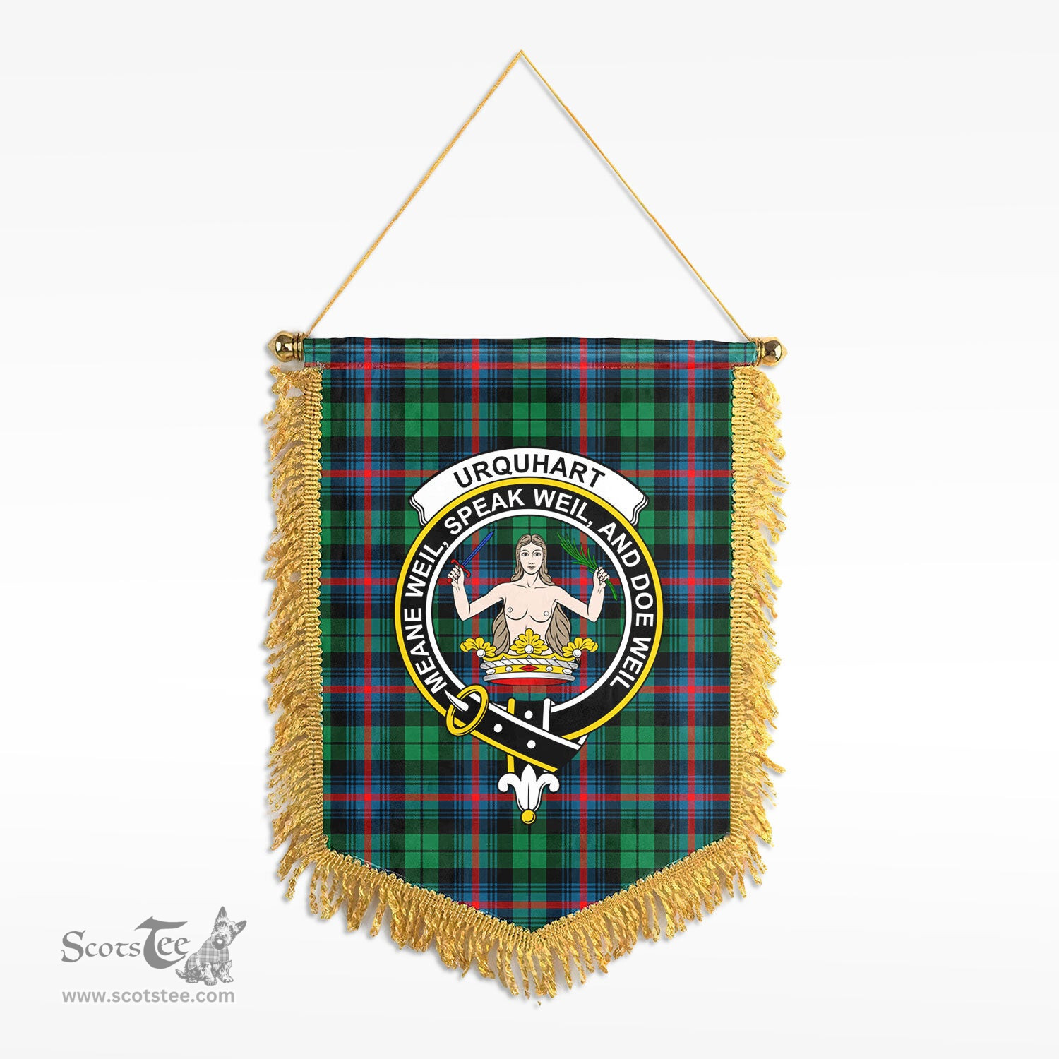 ScotsTee Shop Scottish Urquhart Broad Red Ancient Clan Crest Tartan Gonfalon Scottish Wall Hanging Banner