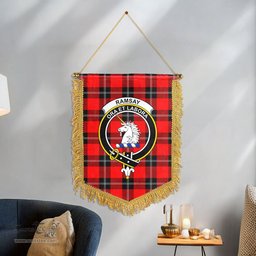 ScotsTee Shop Scottish Ramsay Modern Clan Crest Tartan Gonfalon Scottish Wall Hanging Banner