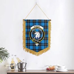 ScotsTee Shop Scottish Ramsay Blue Ancient Clan Crest Tartan Gonfalon Scottish Wall Hanging Banner
