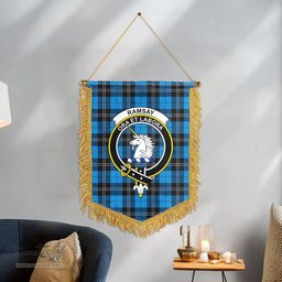 ScotsTee Shop Scottish Ramsay Blue Ancient Clan Crest Tartan Gonfalon Scottish Wall Hanging Banner