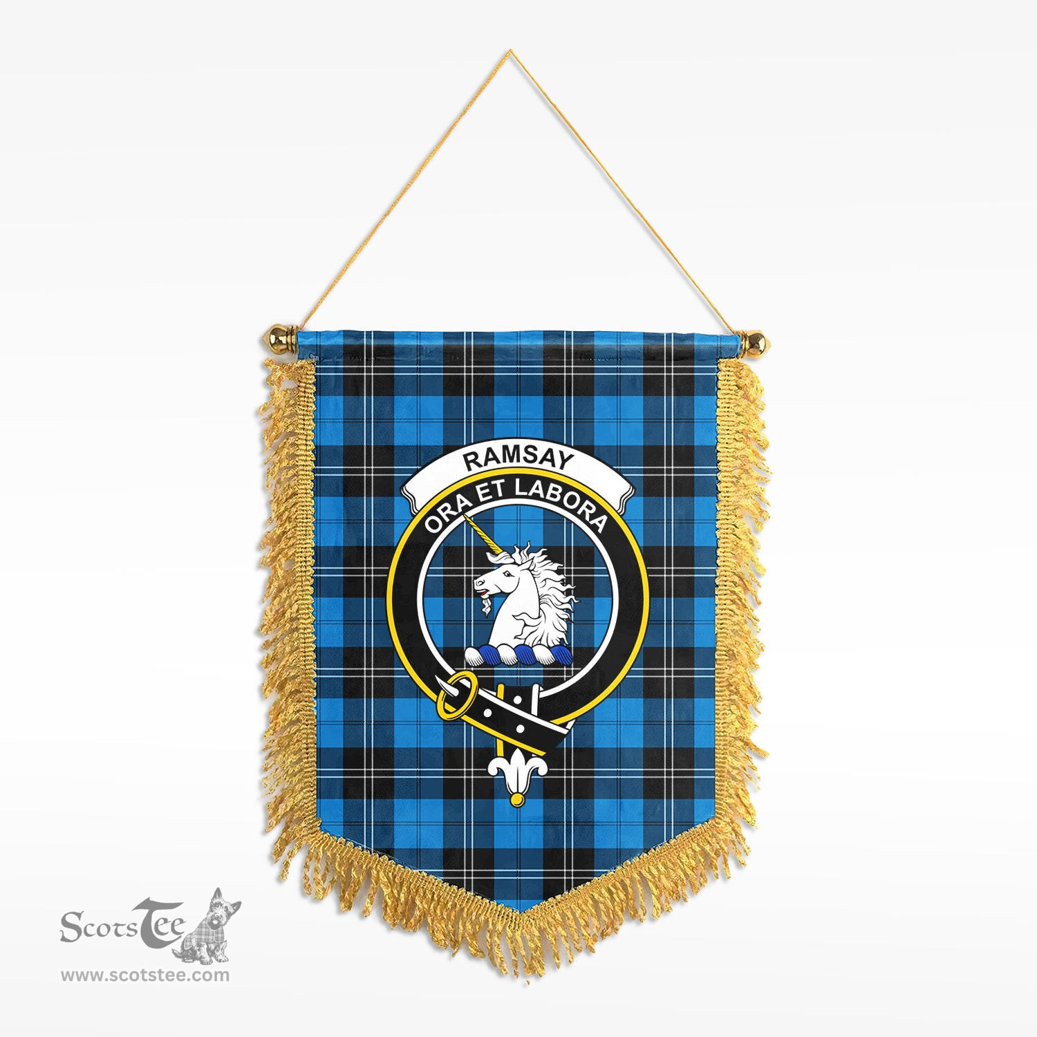 ScotsTee Shop Scottish Ramsay Blue Ancient Clan Crest Tartan Gonfalon Scottish Wall Hanging Banner