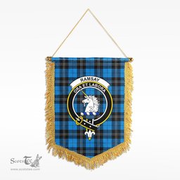 ScotsTee Shop Scottish Ramsay Blue Ancient Clan Crest Tartan Gonfalon Scottish Wall Hanging Banner