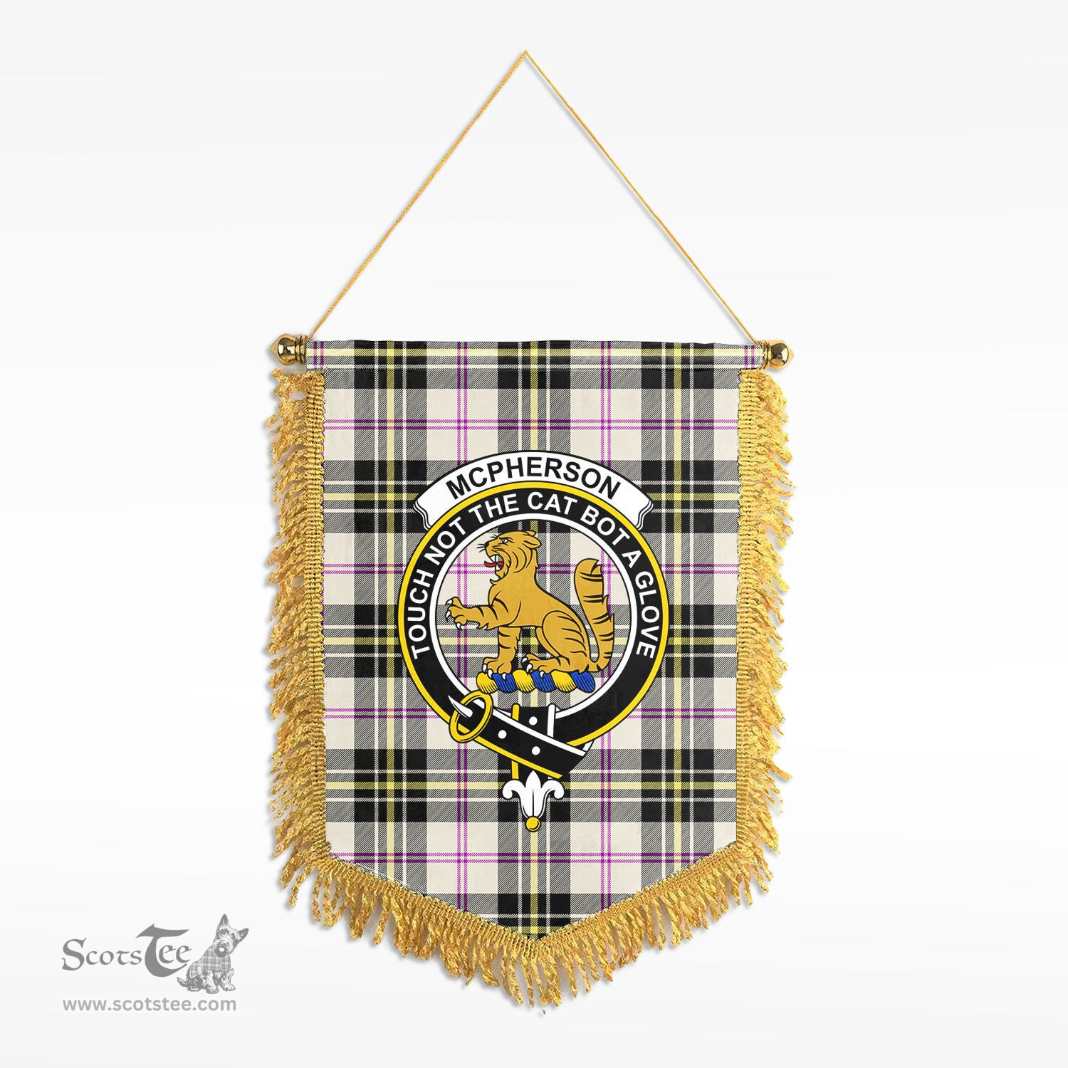 ScotsTee Shop Scottish McPherson Dress Ancient Clan Crest Tartan Gonfalon Scottish Wall Hanging Banner