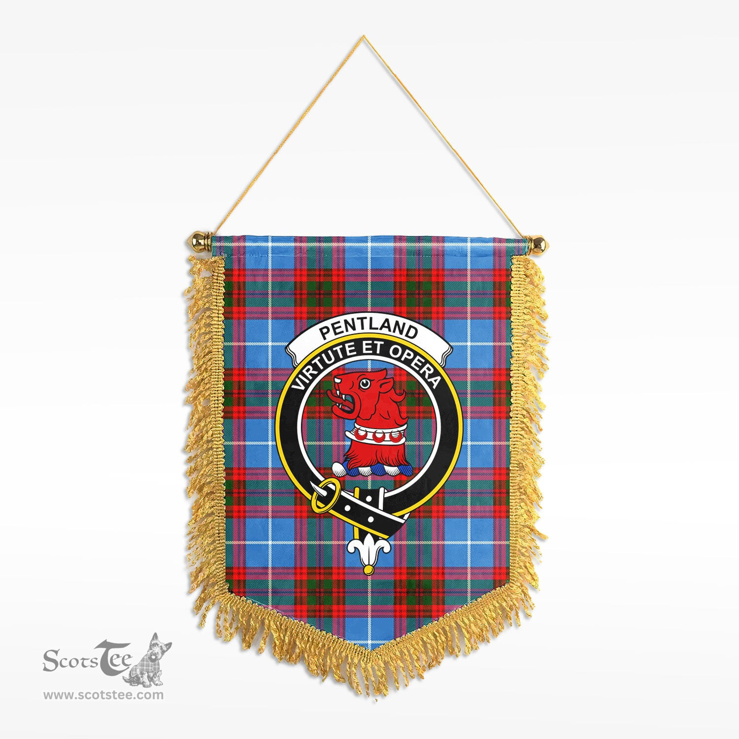 ScotsTee Shop Scottish Pentland Clan Crest Tartan Gonfalon Scottish Wall Hanging Banner