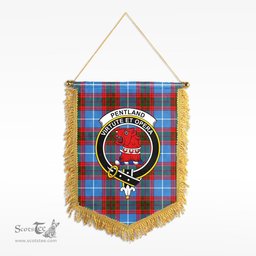 ScotsTee Shop Scottish Pentland Clan Crest Tartan Gonfalon Scottish Wall Hanging Banner