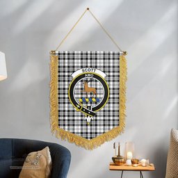 ScotsTee Shop Scottish Scott Black & White Modern Clan Crest Tartan Gonfalon Scottish Wall Hanging Banner
