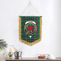 ScotsTee Shop Scottish Young Modern Clan Crest Tartan Gonfalon Scottish Wall Hanging Banner