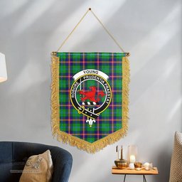 ScotsTee Shop Scottish Young Modern Clan Crest Tartan Gonfalon Scottish Wall Hanging Banner