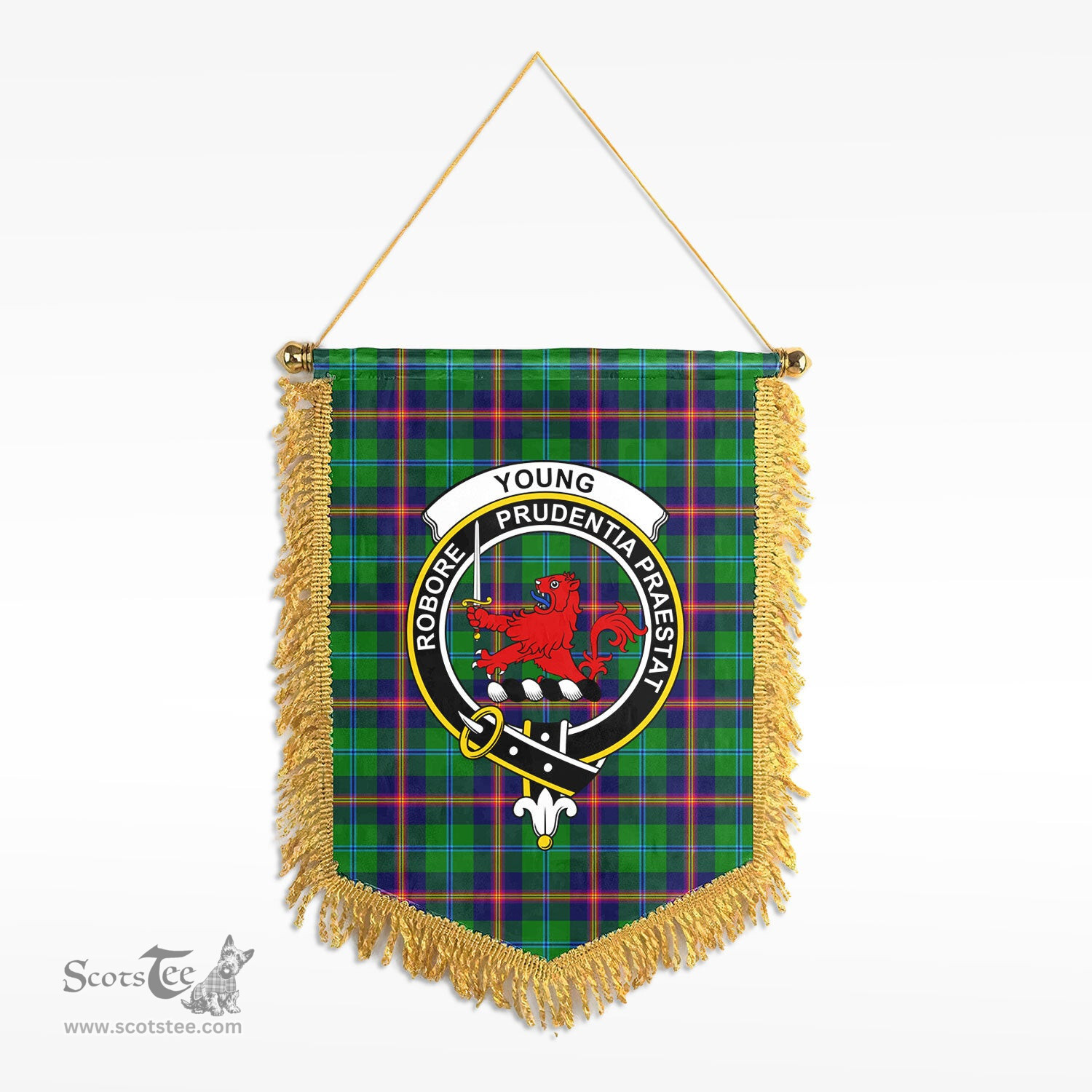 ScotsTee Shop Scottish Young Modern Clan Crest Tartan Gonfalon Scottish Wall Hanging Banner